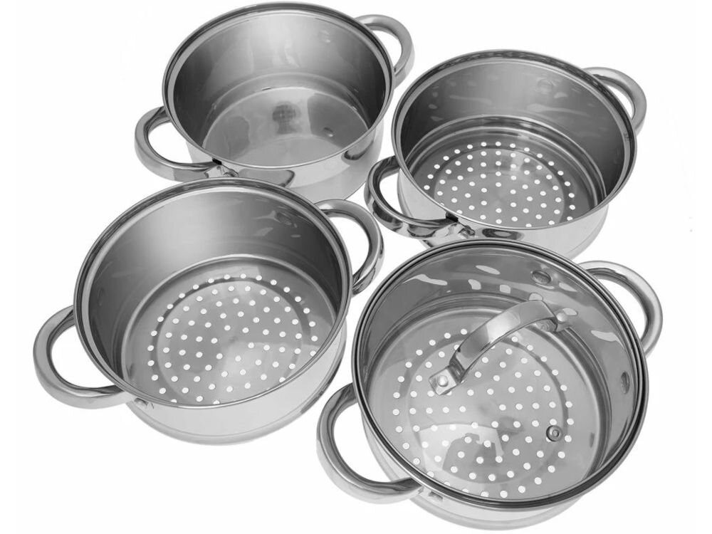 Garnek KLAUSBERG KB-7140 20 cm pięć elementów średnica 20 cm gotowanie na parze dla całej rodziny kompatybilny ze wszystkimi rodzajami kuchenek elektryczne gazowe ceramiczne indukcyjne spełnia swoje zadanie nienagrzewające się uchwyty komfort bezpieczeństwo podczas gotowania  