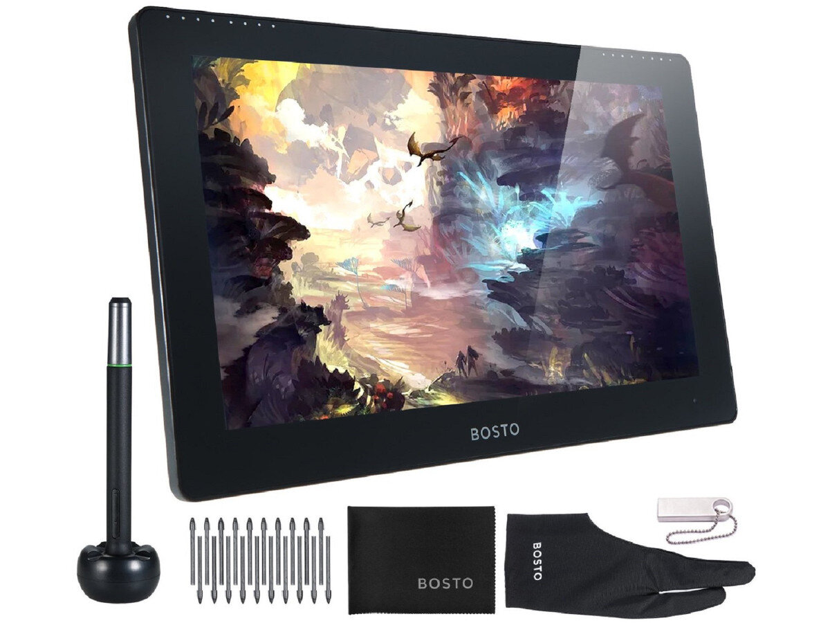 TABLET GRAFICZNY BOSTO Studio 16HDT zawartosc opakowania
