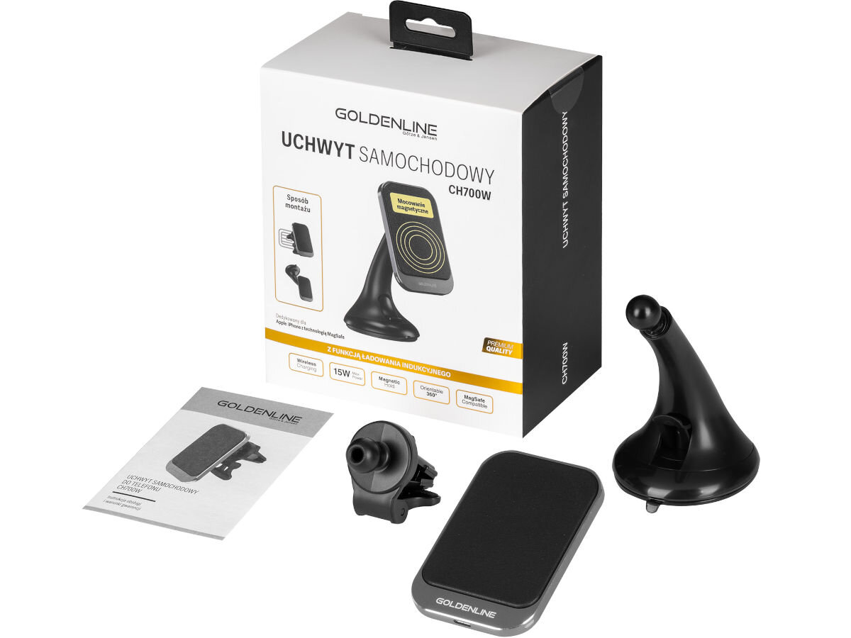 Uchwyt na telefon GÖTZE & JENSEN CH700W MagSafe Czarny elementy zestaw