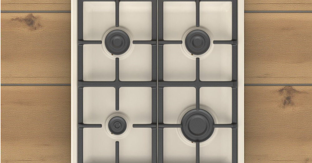 KUCHNIA GORENJE GKS5B70CLI wizualizacja palniki gazowe ruszt kolor czarny mocny trwały ciężki żeliwne ruszty stabilne odporne na wysokie temperatury trwałe eleganckie design kuchnia piekarnik użytkownik