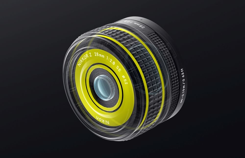 Obiektyw NIKON Nikkor Z 28mm f-2.8 SE ogniskowa przysłona ostrość pierścienie optyka soczewki powłoki montaż bagnet światło jasność zoom filtry waga