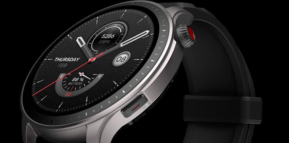 Smartwatch AMAZFIT GTR 4 ekran bateria czujniki zdrowie sport pasek ładowanie pojemność rozdzielczość łączność sterowanie krew puls rozmowy smartfon aplikacja
