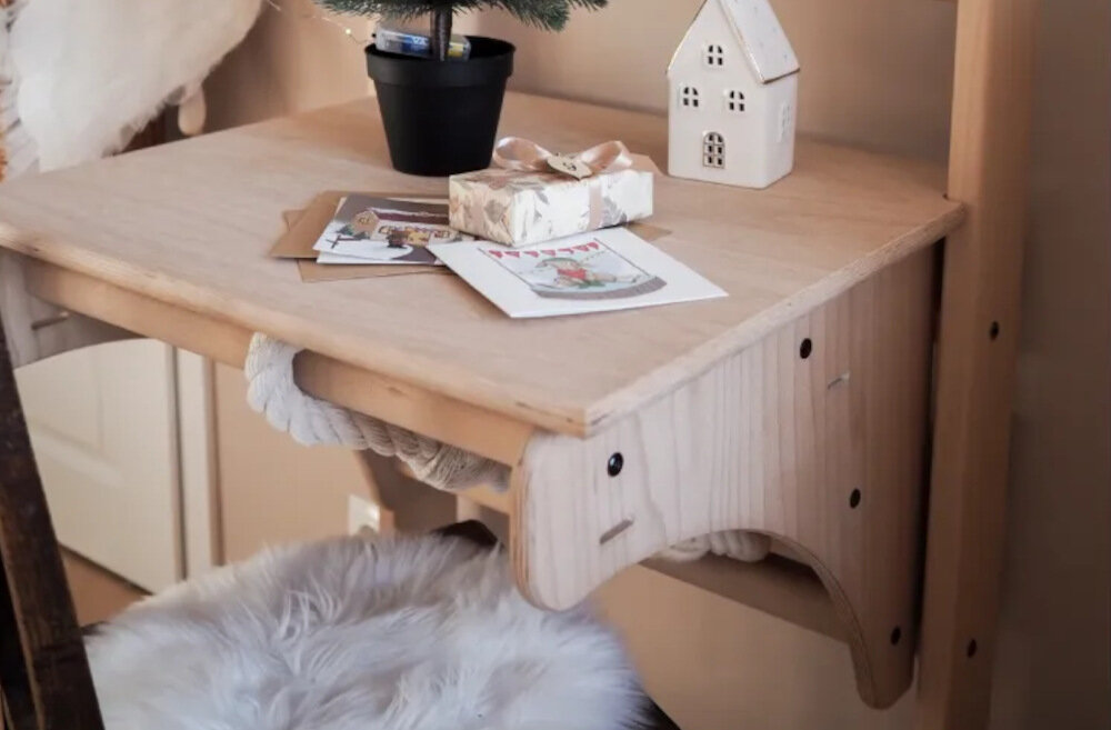 Drabinka gimnastyczna BENCHK 113 + Drążek – Akcesoria nakladka biurko regulacja wysokosci olejowana organicznym olejem na bazie oleju lnianego przechowywanie w gornej czesci drabinki