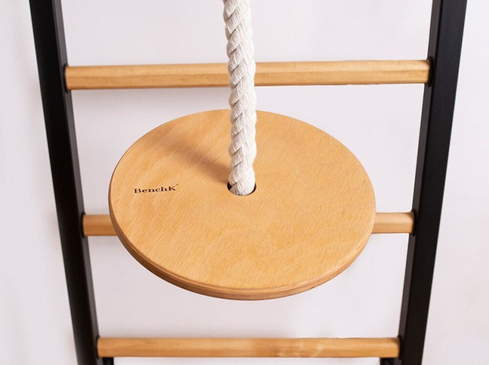 Drabinka gimnastyczna BENCHK 222B + Drążek – Akcesoria drewniana hustawka bawelniana mocna lina maksymalna waga dziecka do 80 kg