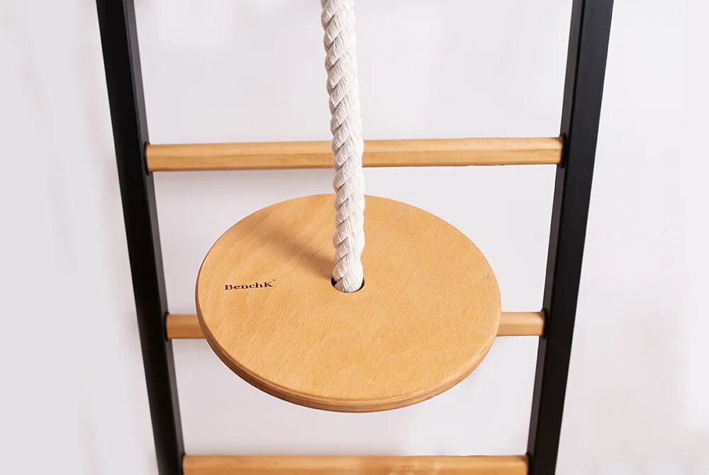 Drabinka gimnastyczna BENCHK 311B A076 + Drążek – Akcesoria drewniana hustawka bawelniana mocna lina maksymalna waga dziecka do 80 kg