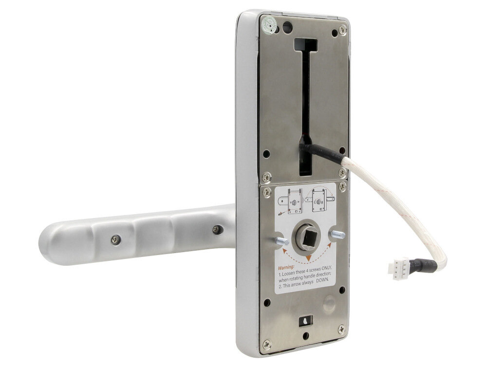Klamka EURA ELH-02H4 Bluetooth natychmiastowe dzialanie mechanizmu zapadki dwa klucze mechaniczne zasilanie 4 baterie alkiczne AA dzialanie okolo 1 roku wbudowane gniazdu micro-USB