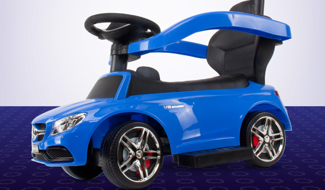 Jeździk SUN BABY Mercedes Coupe AMG C36 Niebieski zabezpieczenie bezpieczeństwo wywrotka