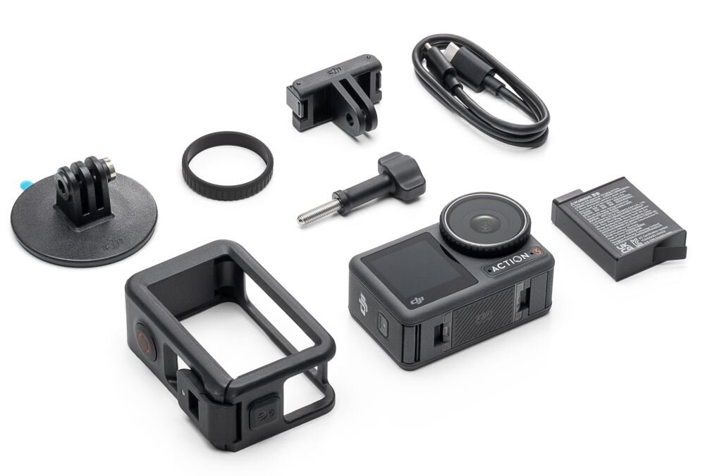 Kamera sportowa DJI Osmo Action 3 sport montaż nagrywanie stabilizacja montaż edycja filtry ostrość śledzenie tryby bateria akumulator zasilanie ładowanie rozdzielczość filmy obudowa odporność wielkość łączność sterowanie