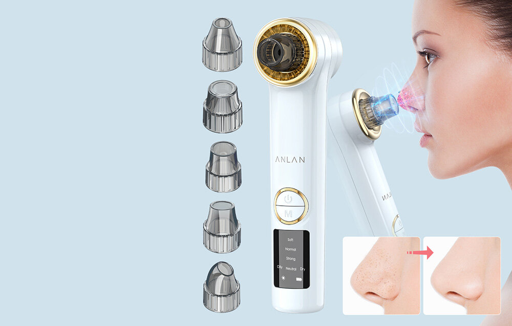 Odkurzacz do wągrów i zaskórników ANLAN 01-AHTY12-03A 5 nasadek akcesoria