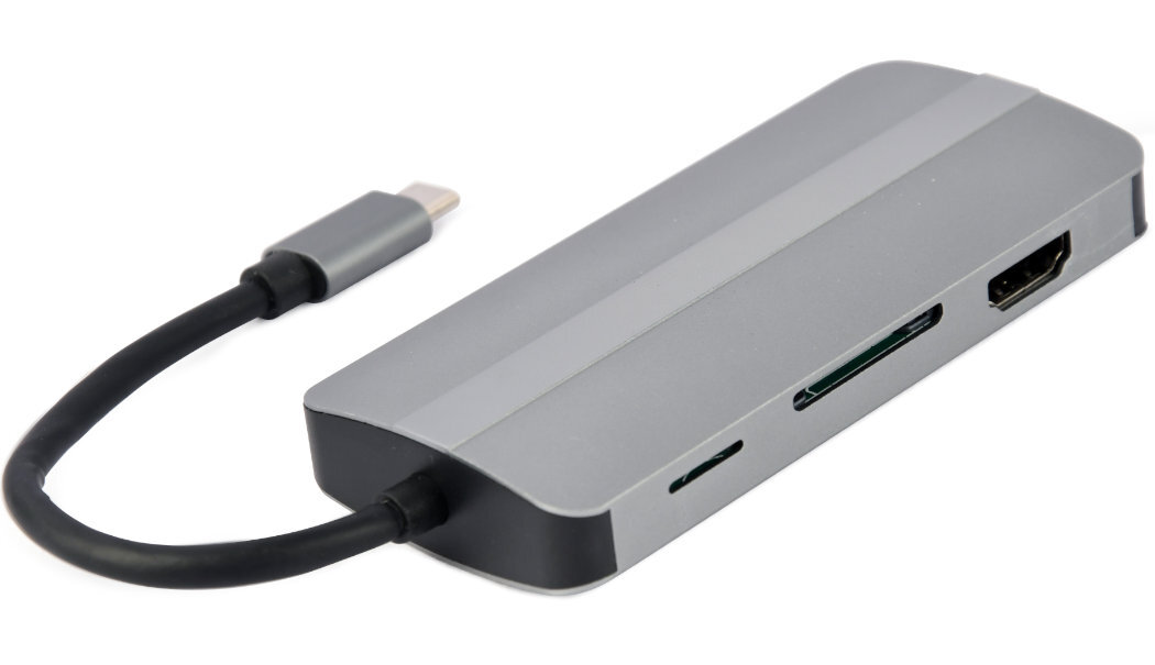 Stacja dokująca GEMBIRD A-CM-COMBO8-02złącza HDMI displayport usb rj-45 karta pamięci audio rozwiązanie wspomaganie ładowanie elegancja wytrzymałość komfort plugandplay