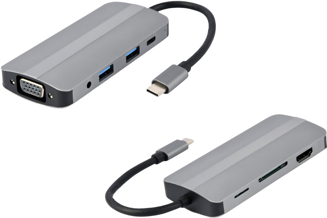 Stacja dokująca GEMBIRD A-CM-COMBO8-02złącza HDMI displayport usb rj-45 karta pamięci audio rozwiązanie wspomaganie ładowanie elegancja wytrzymałość komfort plugandplay