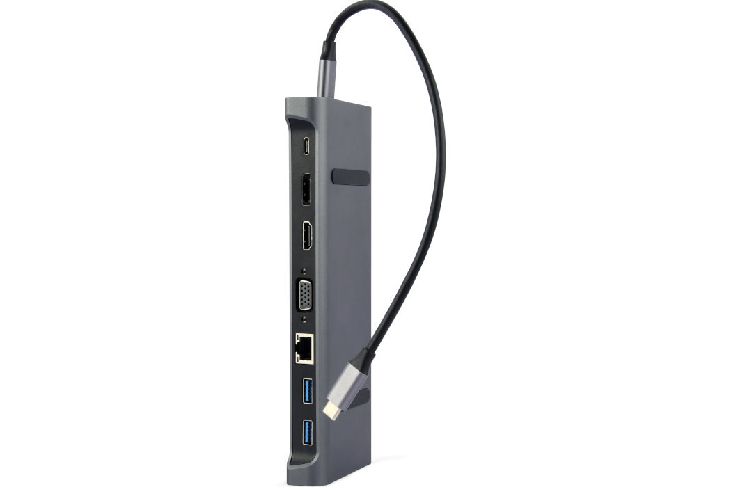 Stacja dokująca GEMBIRD A-CM-COMBO9-02złącza HDMI displayport usb rj-45 karta pamięci audio rozwiązanie wspomaganie ładowanie elegancja wytrzymałość komfort plugandplay
