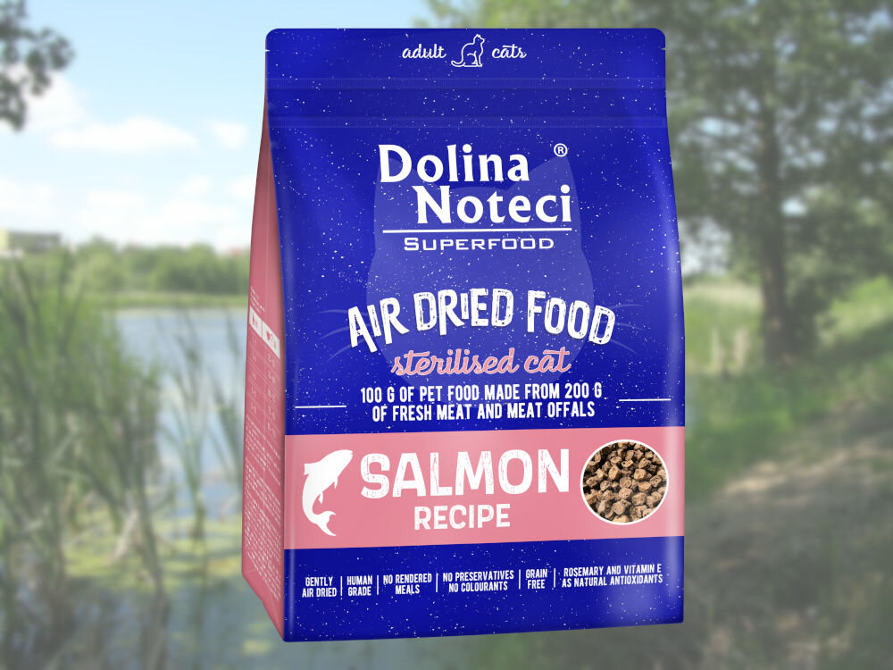 Karma dla kota DOLINA NOTECI Superfood Łosoś 1 kg naturalne składniki wielkość krokietów