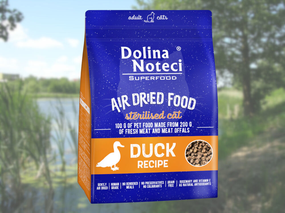 Karma dla kota DOLINA NOTECI Superfood Kaczka 1 kg naturalne składniki wielkość krokietów