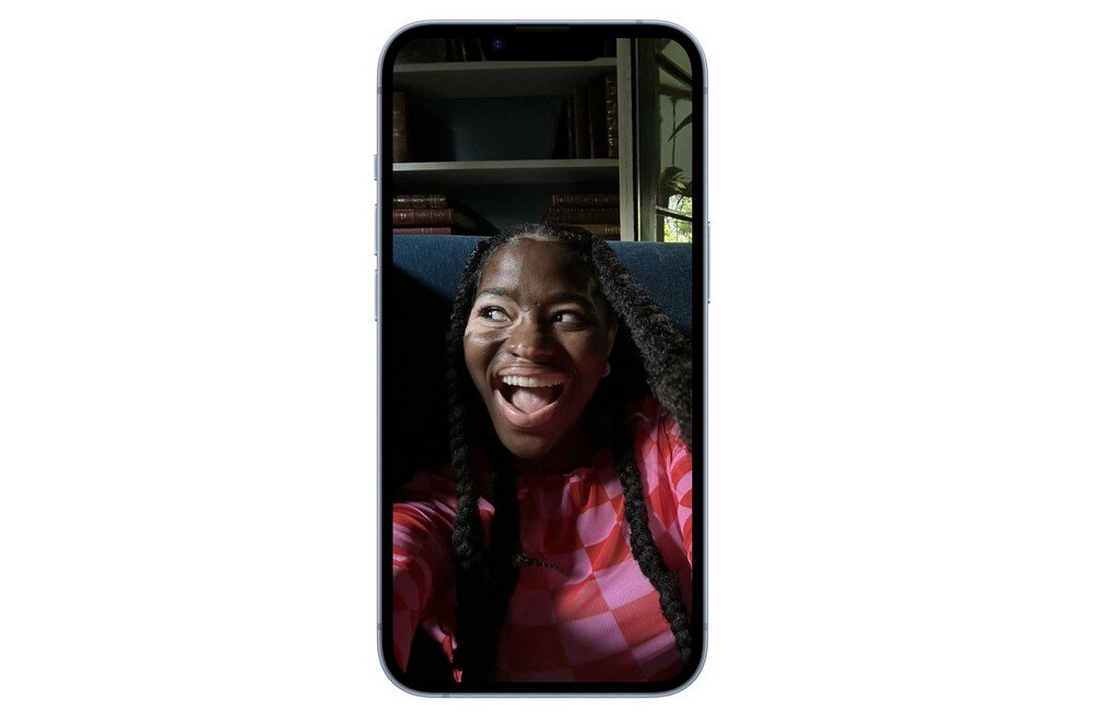 Smartfon APPLE iPhone 14 ekran bateria aparat procesor ram pamięć pojemność rozdzielczość zdjęcia filmy opis dane cechy blokady system łączność wifi bluetooth obudowa szkło odporność porty muzyka transfer sieć przekątna matryca waga czujniki