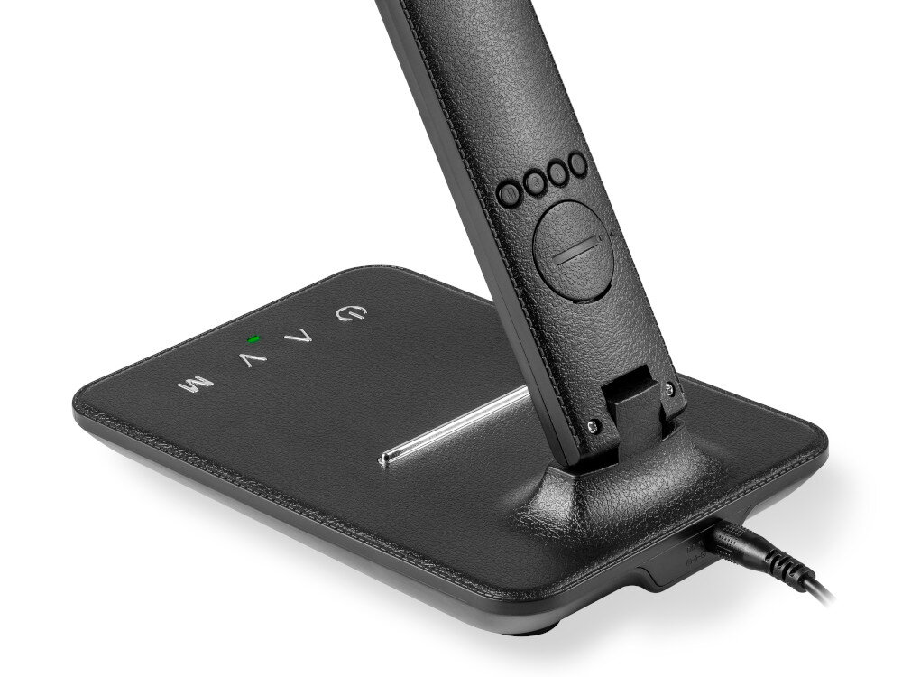 Lampka biurkowa TRACER Noir solidna i trwała metalu tworzywa ABS godzinie, dacie oraz temperaturze funkcję budzika wyświetlacz LCD przyciski