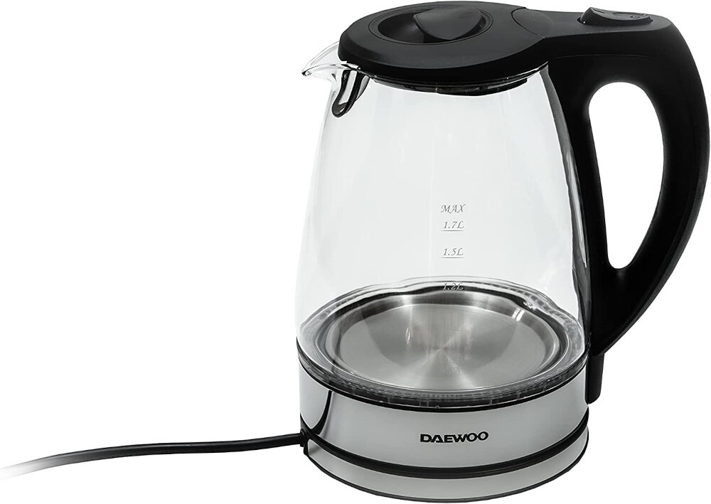 Czajnik DAEWOO DEK-1413 przezroczysty oryginalny ciekawey design podswietlenie LED solidny wytrzymaly odporny na uszkodzenia