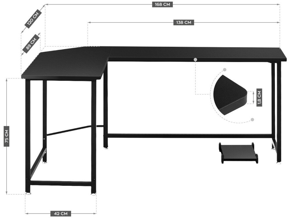 Biurko MARKADLER Kiwi Brązowo-czarny wielkość kształt wymiary blat grubość