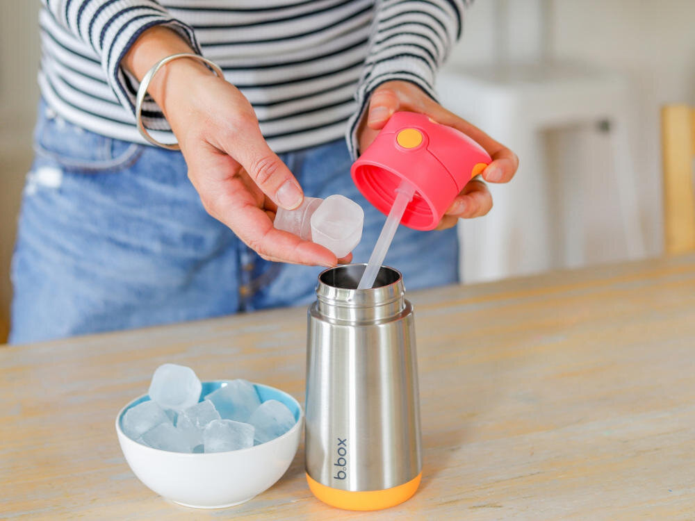 Bidon termiczny B.BOX BB00449 Różowo-szary Stalowe wnętrze wygodne napełnianie Szeroki otwór szybkie napełnianie 