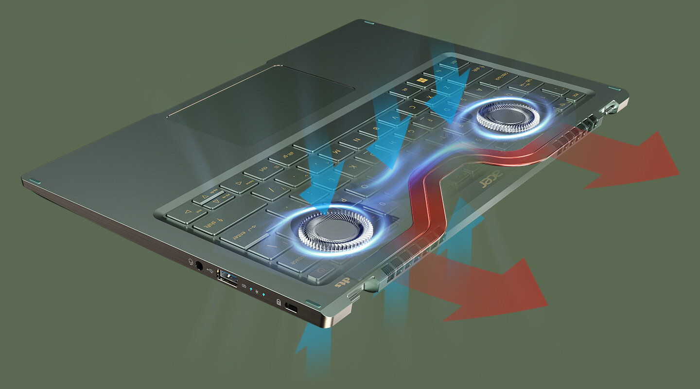 Laptop ACER Swift 5 Specjalnie zaprojektowane chłodzenie