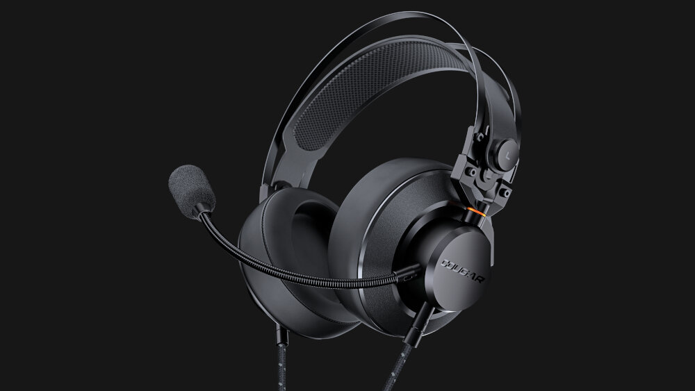 Słuchawki <span>COUGAR VM410</span> nauszna konstrukcja dźwięk wspaniały czyste brzmienie design przewodowa łącznosć mikrofon dopasowanie