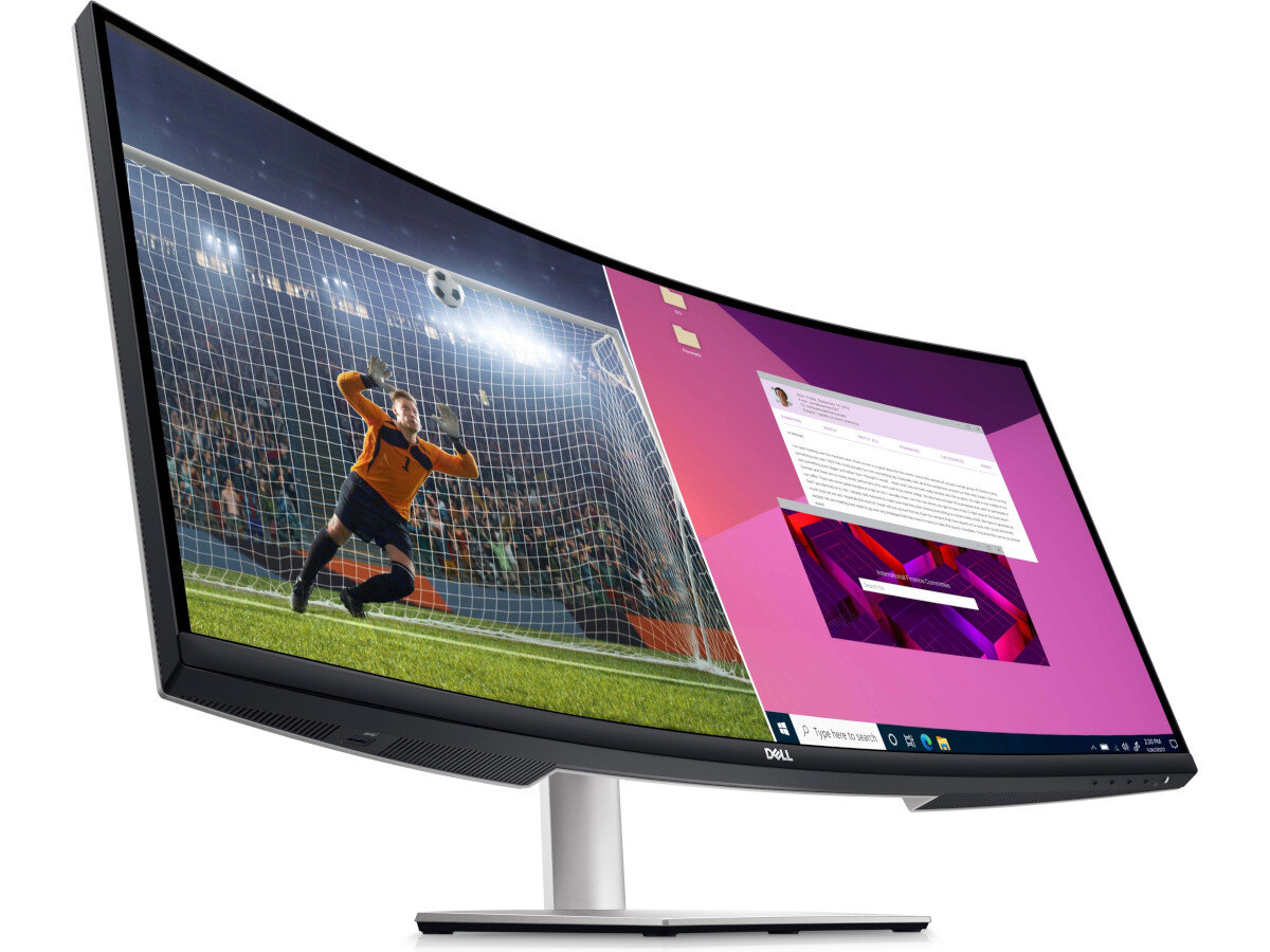 Monitor DELL S3423DWC regulacja wysokosci oraz kata nachylenia