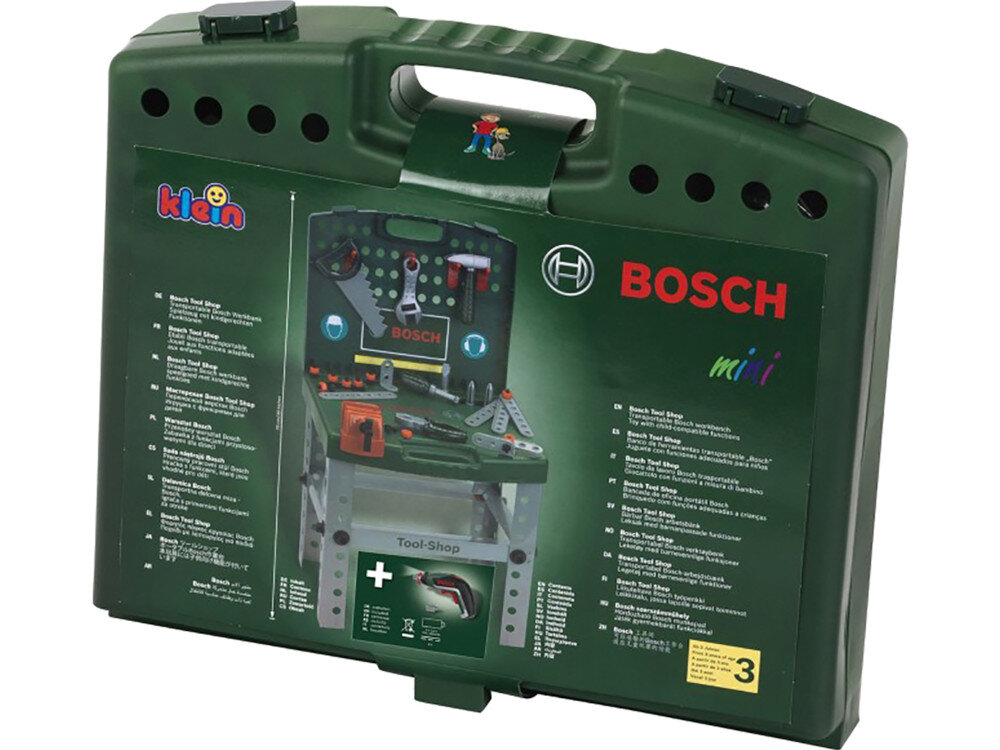 Warsztat KLEIN Bosch Mini 8676 elementy wkrętarka narządzia śruby nakrętki zaokrąglone brzegi