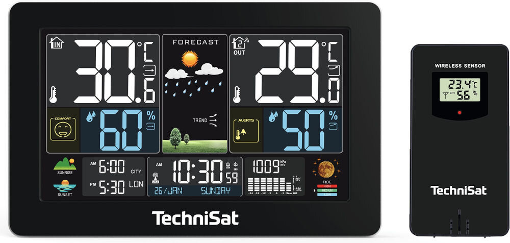 Stacja pogody TECHNISAT IMETEO X5 76-4923-00 temperatura wilgotność precyzyjny pomiar wbudowane czujniki wyświetlacz