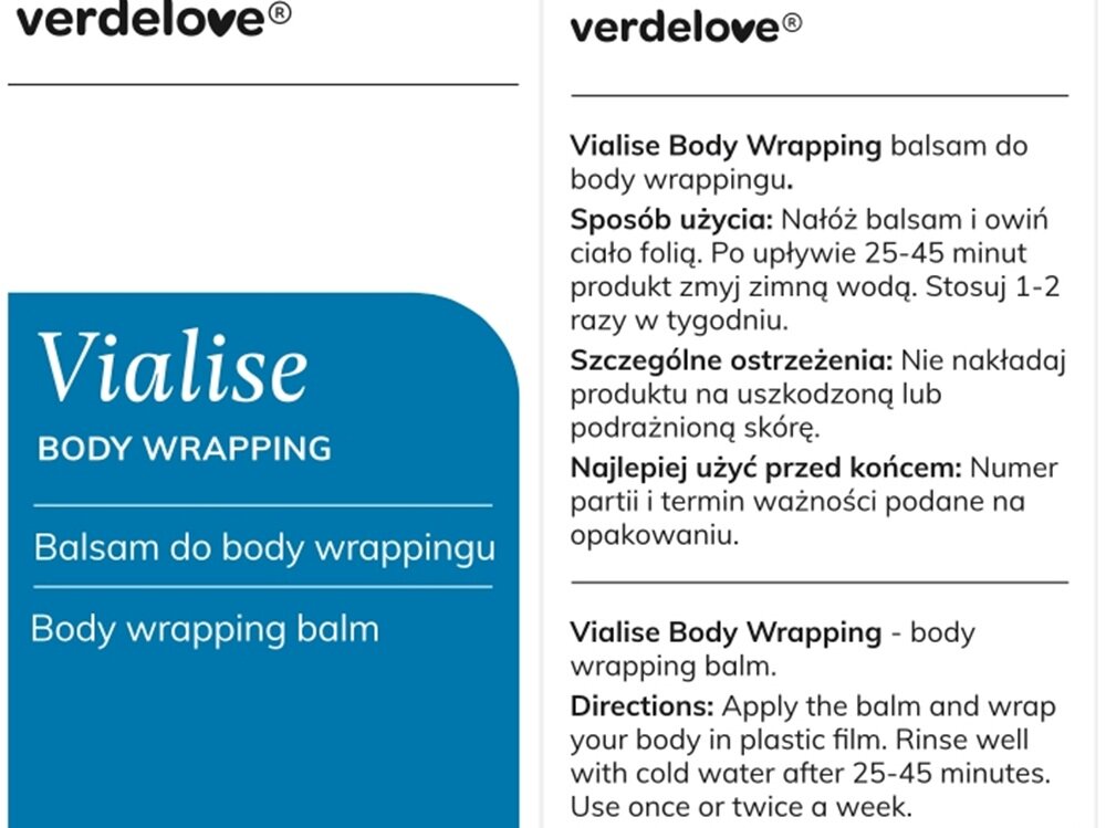 Serum VERDELOVE Vialise do body wrappingu 100 ml stosować 1-2 razy w tygodniu, zmyć zimną wodą
