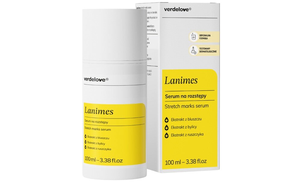 Serum VERDELOVE Lanimes Przeciw rozstępom 100 ml ochrona przed osłabieniem, większa jędrność i elastyczność, poprawa mikrokrążenia