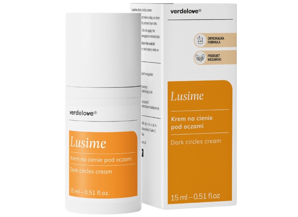 Krem VERDELOVE Lusime 15 ml wzmocnienie cienkiej skóry, poprawa mikrokrążenia, zmniejszenie widoczności cieni, wyrównanie kolorytu skóry, poprawa gładkości