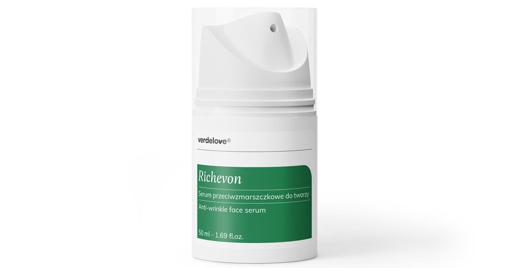 Serum VERDELOVE Richevon przeciwzmarszczkowe 50 ml jędrność, dobra kondycja skóry, pobudza mikrokrążenie, nawilża, koi, wspiera redukcję zmarszczek