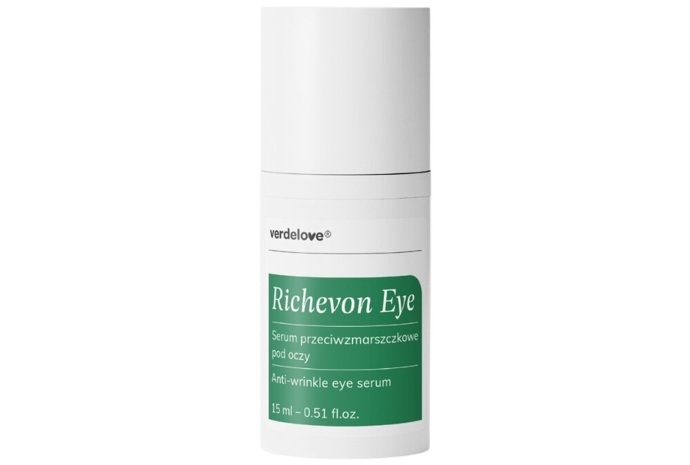 Serum VERDELOVE Richevon Eye przeciwzmarszczkowe 15 ml pobudza skórę i mikrokrążenie, redukcja cieni pod oczami, rozjaśnia, nawilża, koi, regeneruje