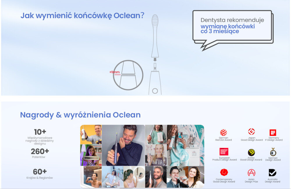 Końcówka szczoteczki OCLEAN wymiana koncówki