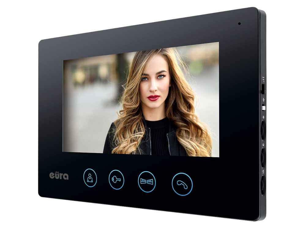 Zestaw wideodomofonowy EURA VDP-42A3 Gamma + Czarny prosty montaz monitor kaseta zewnetrzna urzadzenia natynkowe 4-zylowe urzadzenia lacznosc z istniejaca instalacja elektryczna