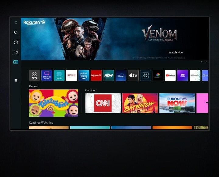 Nowy Smart Hub wyświetla wiele różnych aplikacji i rodzajów treści. QN95BATXXH