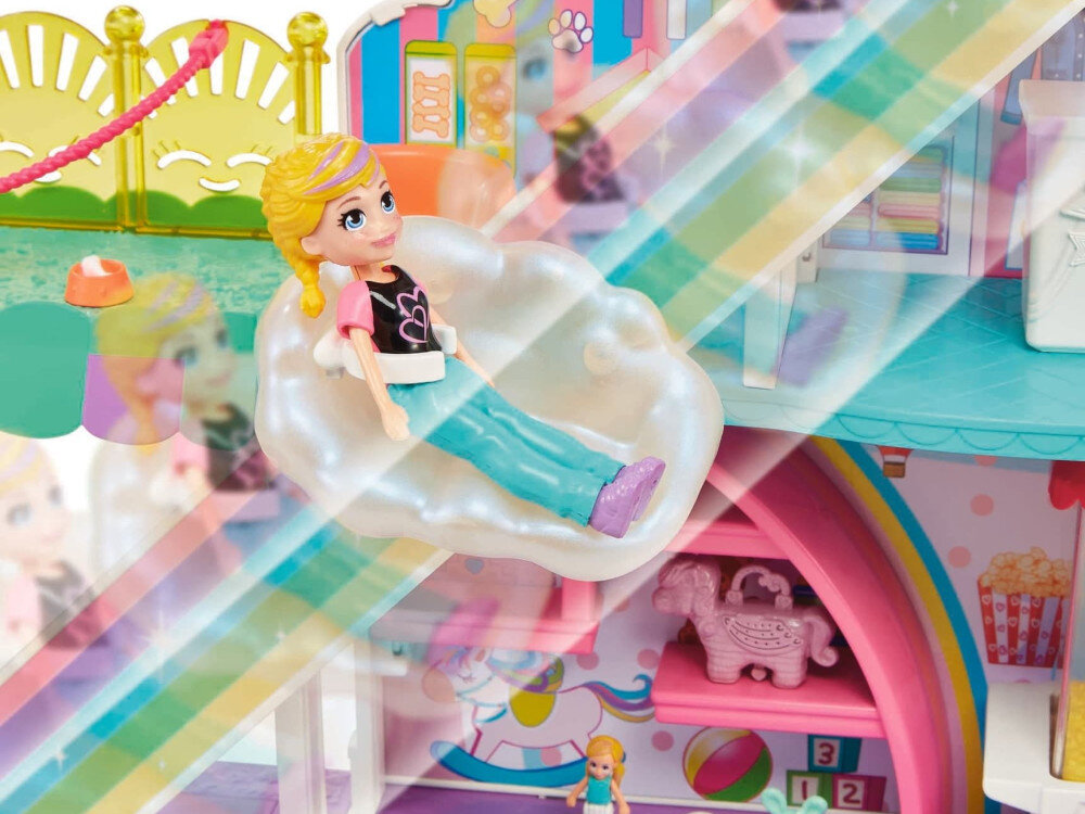 Lalka MATTEL Polly Pocket Teczowe Centrum Handlowe HHX78 obszary sklepy winda