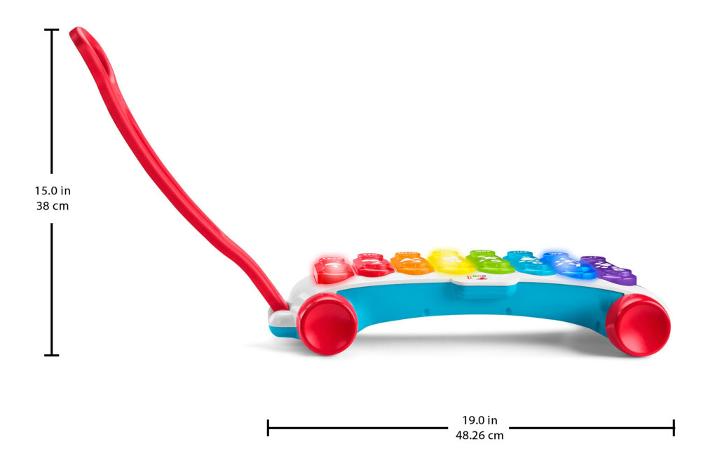 Zabawka FISHER PRICE Duży edukacyjny ksylofon do ciągnięcia HJK41 przyciski nauka wypowiedzi piosenki