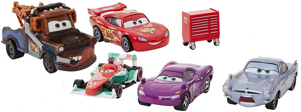 Zestaw pojazdów Disney Pixar Cars Auta HFN82 (5 szt.) wózek dystrubutor szyld