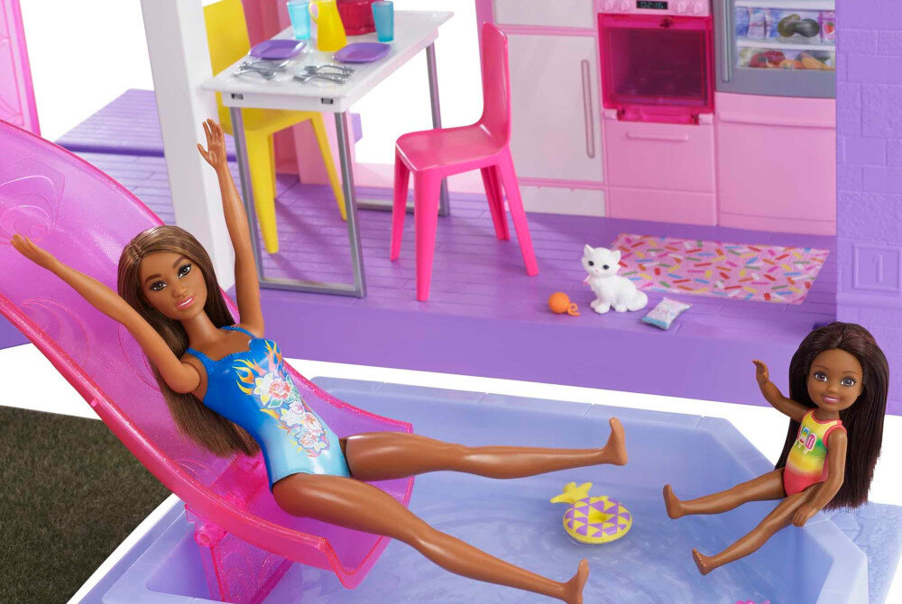 Lalka Barbie Dreamhouse Deluxe Domek 60 rocznica HCD51 (2 lalki) lalki kabriolet