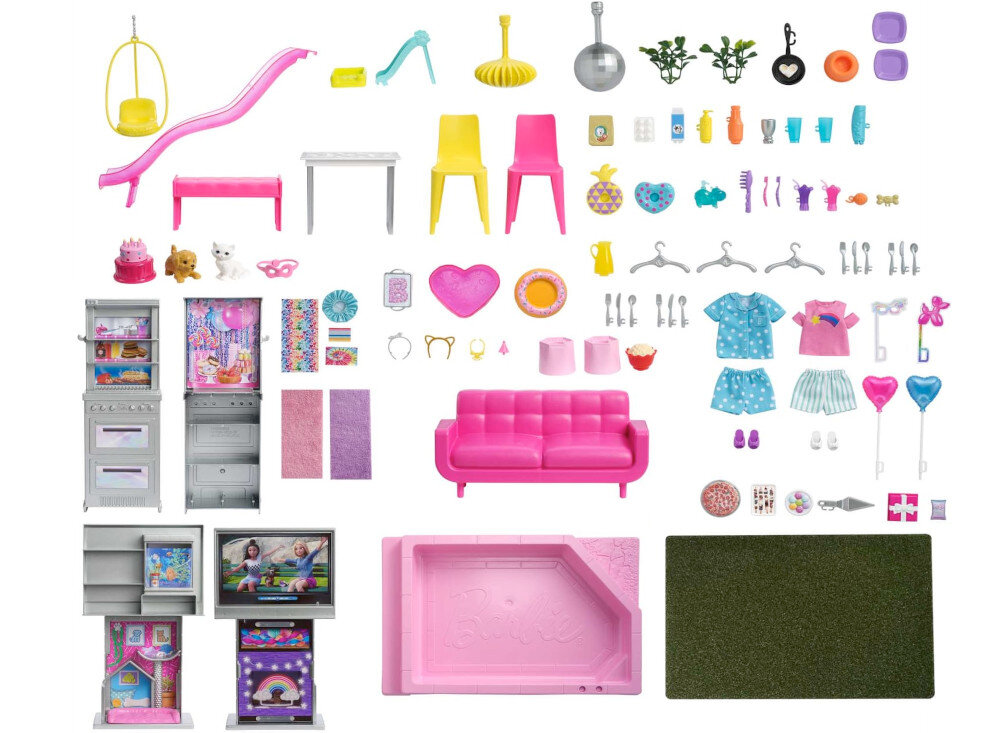 Lalka Barbie Dreamhouse Deluxe Domek 60 rocznica HCD51 (2 lalki) elementy zestaw