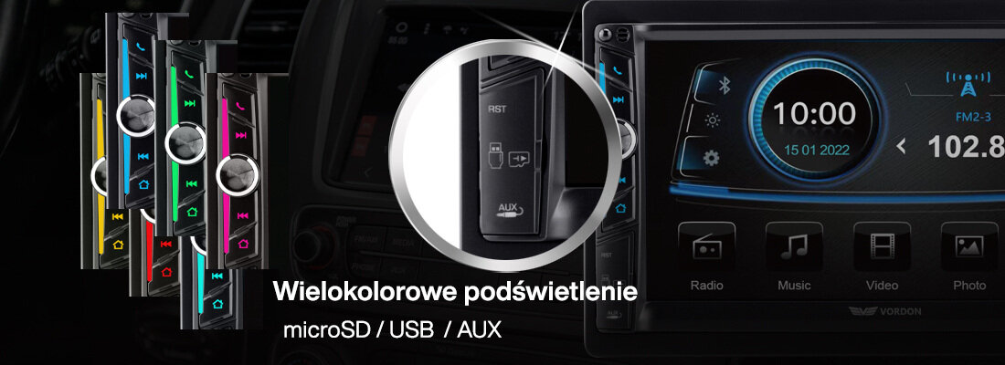 Radio samochodowe VORDON HT-760 - porty