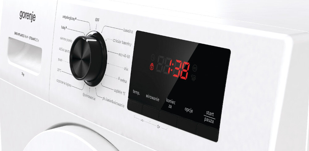 Pralka GORENJE WHP72ES PL 3 kroki interfejs panel sterowanie