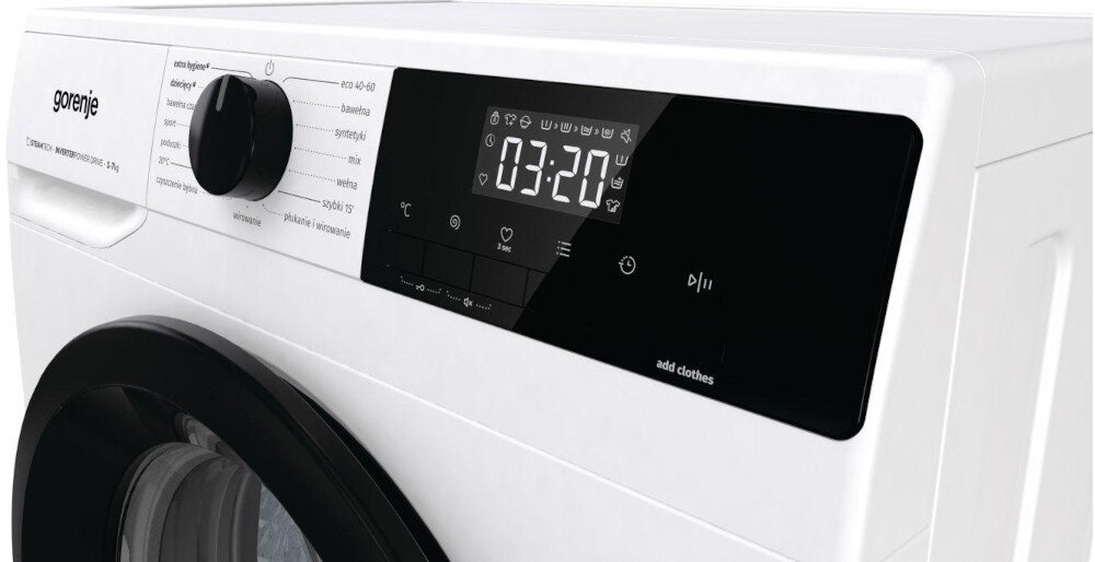 Pralka GORENJE WHP72ES PL 3 kroki interfejs panel sterowanie