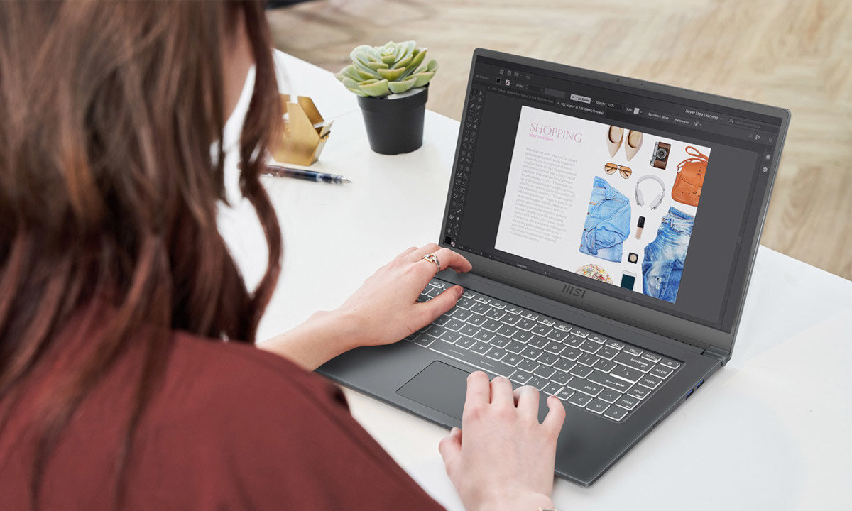 Laptop MSI Modern A11MU-1041PL wygoda w pisaniu na klawiaturze