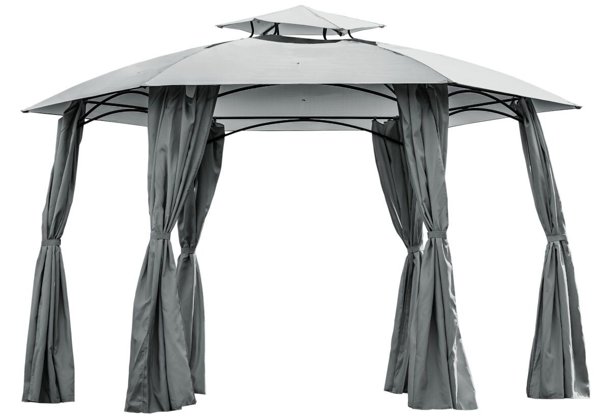 Pawilon ogrodowy MIRPOL Gavi 2 Grafitowy, odpoczynek, powietrze, kształ, design, na białym tle pawilon w pełni rozłożony bez zasłon