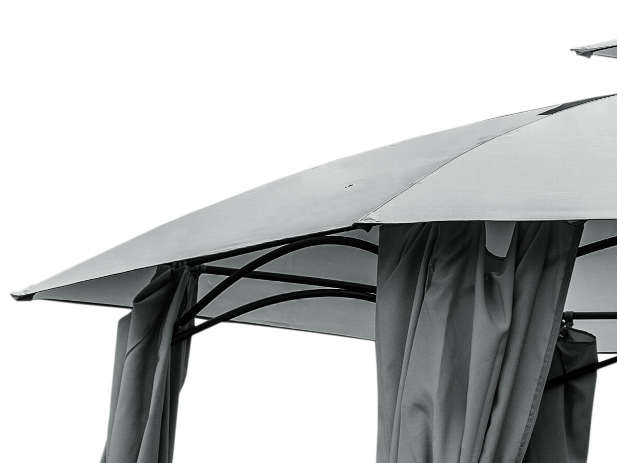 Pawilon ogrodowy MIRPOL Gavi 2 Grafitowy, materiał, poszycie, powłoka, jakość, na białym tle górna częśc zadaszenia wraz z narożnikiem