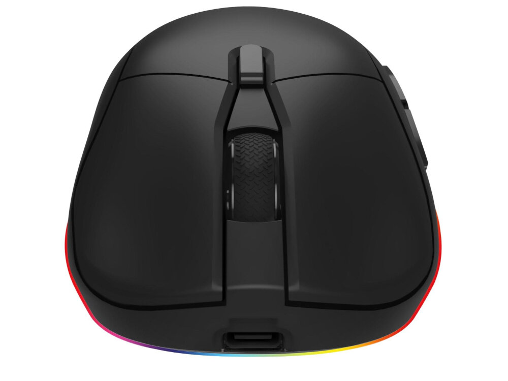 Przybliżenie na czarną mysz gamingową z podświetleniem RGB