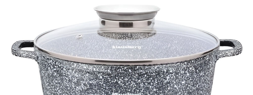 Garnek KLAUSBERG KB-7525 24 cm szklana pokrywka z hartowanego szkła kontrolowanie procesu gotowania otwór w pokrywie gałka Aroma Knob łatwe dozowanie przypraw w płynie proste bardziej precyzyjne gotowanie średnica 24 cm pojemność 6,2 l na co dzień podczas większych spotkań możliwość mycia w zmywarce