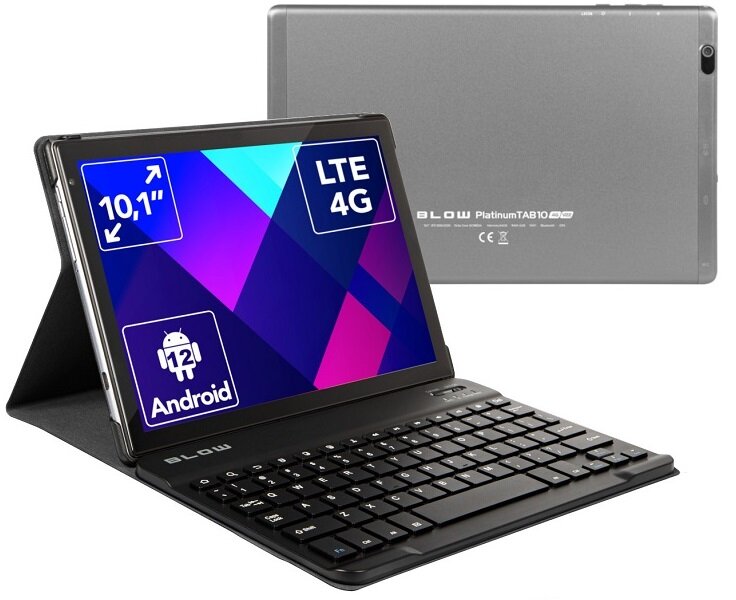 Tablet BLOW Platinum Tab V22 10.1 4/64 GB LTE Wi-Fi Szary GPS android multi-Touch ekran rozdzielczość przekątna wymiary waga aparat Autofocus mikrofon karta graficzna praca rozrywka procesor głośnik akumulator pamięć RAM